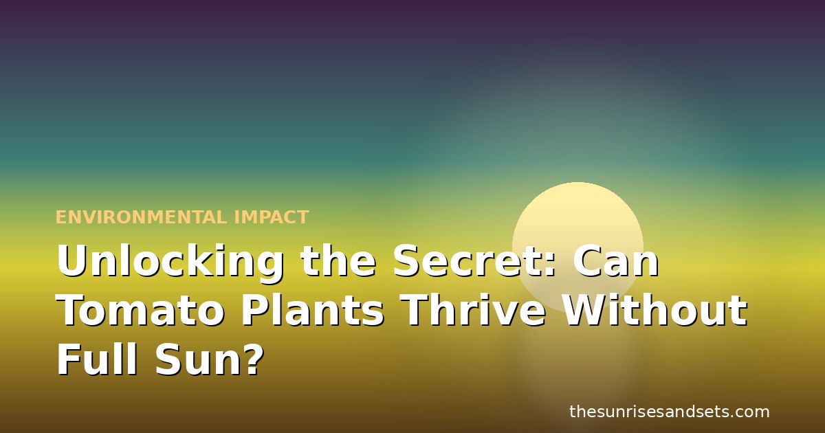 Unlocking the Secret: Can Tomato Plants Thrive Without Full Sun?