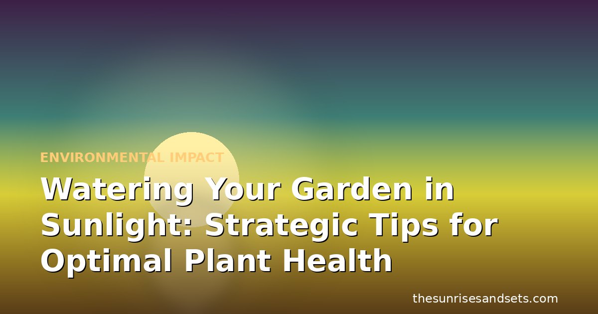 Watering Your Garden in Sunlight: Strategic Tips for Optimal Plant Health